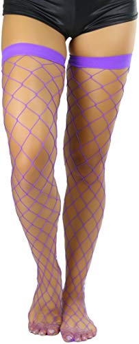 Image of ToBeInStyle Women's Vibrant Large Net Fishnet Thigh High Elastic Nylon Novelty Stockings