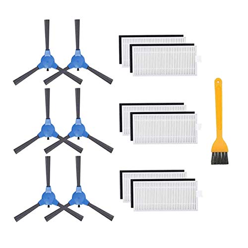 ZRF Ersatz-Set für Bagotte BG600 BG700 BG800 Roboterstaubsauger, 6 Seitenbürsten, 6 Hepa-Filter (1 Reinigungsbürste) Cover