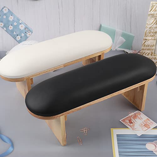 Arm Rest For Nails Professional Microfiber Leather Nail Arm Rest Cushion With Soft High-Density Sponge Solid Wood Table Non-Slip Manicure Hand Rest Stand Nail Supplies For Nail Techs (White) #TOP6