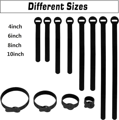 Have Me Td 150Pcs Reusable Cable Ties - 4+6+8+10Inch Multi-Purpose Cable Management Hook & Loop Cable Straps Wire Ties,Adjustable Fastening Cord Organizer,Cable Organizer For Home,Office And Data Centers,Black thumb #6