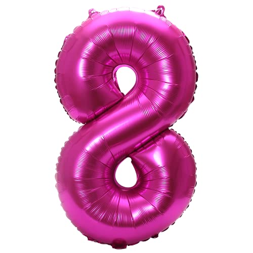 Image of YPSelected 32 Inch Large Foil Helium Number Balloon Birthday Wedding Party 0-9 (Rose Red, 8)