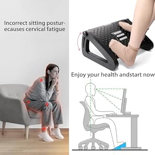 Roysmart Poggiapiedi da Scrivania Ergonomico, Regolabile in Altezza, Con Funzione Massaggiante e Antiscivolo, Allevia il Mal di Schiena e l'affaticamento Dei Piedi, Ideale per Ufficio e Casa