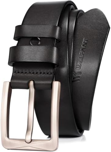 WOLFANT 1.5" Full Grain Leather Belt for Men,100% Italian Solid Leather