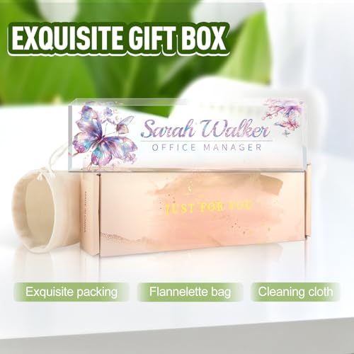 Image of Name Plate for Desk, Desk Name Plate Personalized, Office Decor for Women Men, Acrylic Desktop Accessories, Office Appreciation Gifts for Boss Social Workers Nurse Teacher Employee (Galaxy)