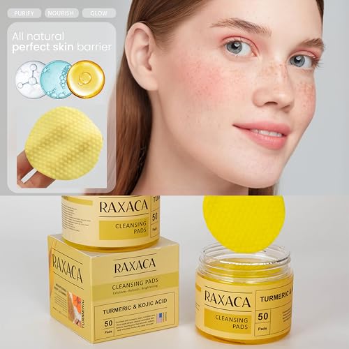 Turmeric Kojic Acid Cleansing Pads, 50 Pcs Kojic Acid And Turmeric Cleansing Pads for All Skin Types, Exfoliating Cotton Rounds, Dark Spots Remover for Face, Deep Clean Pores - Image 8