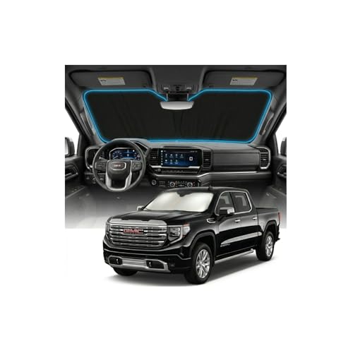 for GMC Sierra 1500 Sun Shade Windshield Cover - Custom Fit Sierra 1500 Accessories 2019-2025 2026 Sunshade Foldable UV Protection & Heat Shield Sun Visor Accessories