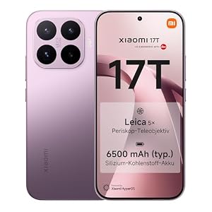 XIAOMI 17T Smartphone 12GB+512GB- Handy mit Android, 6, 59 Zoll 120Hz Eye-Care Display, 6500mAh Silizium-Kohlenstoff-Akku, Leica 5X Telekamera, 67W HyperCharge, Violett, 3 Jahre Herstellergarantie