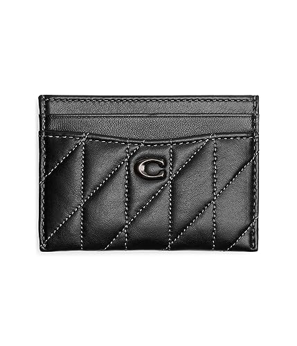 Coach étui à cartes en cuir matelassé noir, l'élégance minimaliste et finitions de luxe