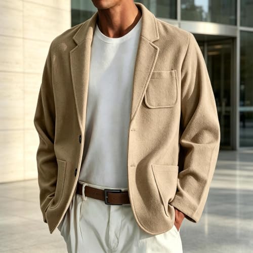 Casual Blazer for Men Lapel Collar Button Up Cardigan Front Pockets - image 2