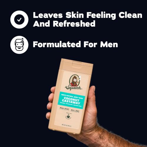Dr. Squatch Natural Men's Body Wash Shower Gel - Cleansing, Nourishing, Long Lasting Scent, Moisturizing Body Wash for Men - Coconut Castaway + Wood Barrel Bourbon (14 oz, 2-Pack) Alternate view