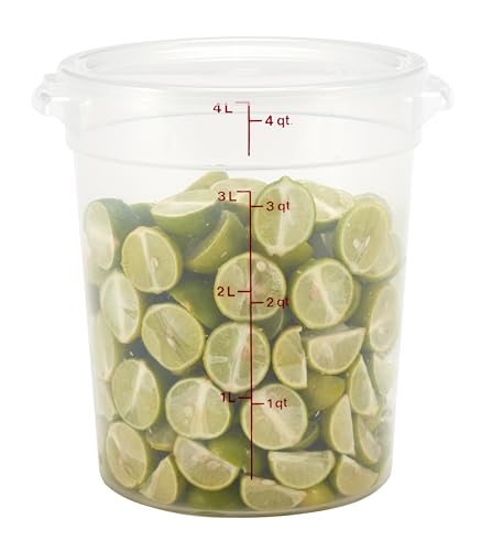 Image of Cambro Food Storage Containers with Lids (BPA-Free) - 4 Quart - Food Grade Buckets with Lids (4 Pack) - For Dough Proofing and Brining (Translucent)