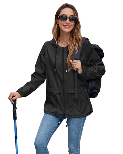 Hount Women's Lightweight Hooded Raincoat Waterproof Packable Active Outdoor Rain Jacket (S-3XL) - Image 6