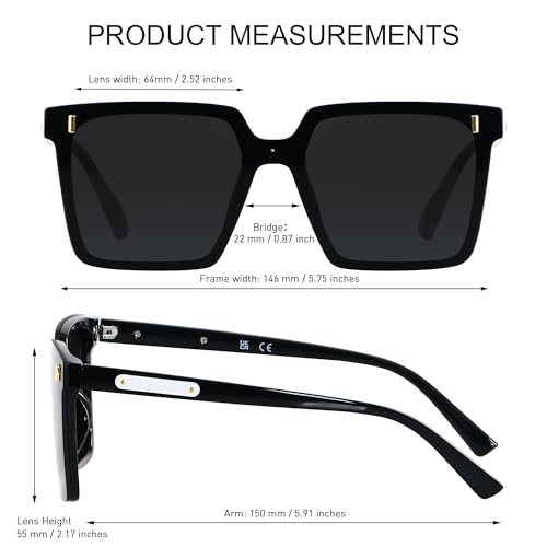LYZOIT Modern Oversized Square Sunglasses Women Men Retro Womens Rimless Big Sun Glasses UV Protection 5