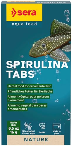sera Spirulina Tabs, Herbal Food for Ornamental Fish Eating at The Bottom with 25% Spirulina for Healthy Digestion and Liveliness, for Freshwater and Marine Aquariums, 24 Tabs