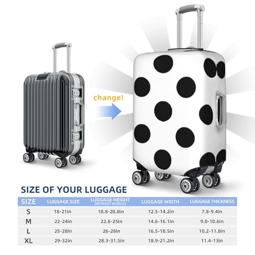 Black Polka Dots On White Luggage Cover, Protective Washable Suitcase Cover - Travel High Elastic Fibers Suitcase Protector Fits X-Large3