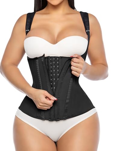 Image of YIANNA Waist Trainer for Women Tummy Control Underbust Hourglass Corset Waist Cincher Vest Sport Girdle with Zipper and Hooks
