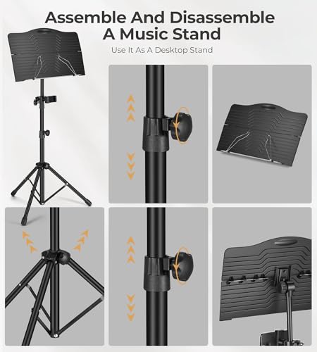 Image of Lightwish - Black Metal Sheet Portable Adjustable Music Stand Music Holder Folding Foldable