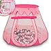 Produktbild Selonis Baby Spielzelt Mit Plastikbällen Zelt 105X90cm/300 Bälle Plastikkugel Kinder, Pink:Perle-Grau-Transparent-Puderrosa