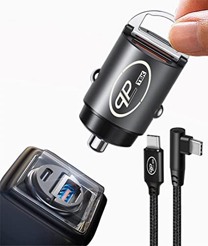 PLP TEK USB KFZ Ladegerät für Auto (30W Dual USB [C+A] mit 60W PD-Kabel, Grau) Cover