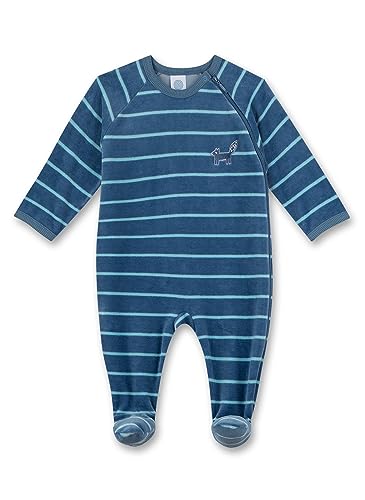 Sanetta Jungen-Overall Blau aus Nicki | Praktischer und bequemer Strampler aus Nicki für Jungen. Baby Overall
