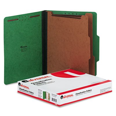 Universal® – Cartón prensado clasificación carpetas, carta, six-section, verde esmeralda, 10/caja – se vende como 1 caja – Heavy-duty fundas en colores vivos.