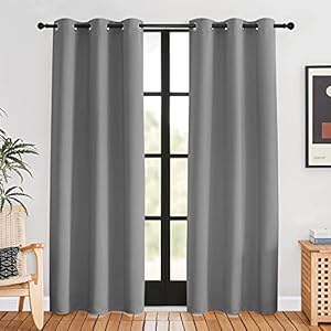 NICETOWN Bedroom Curtains Blackout Drapery Panels, 2 Panels, 42 x 80 inches, Silver Grey, Three Pass Microfiber Thermal Insulated Solid Ring Top Blackout Window Curtains/Drapes Silver Gray 4