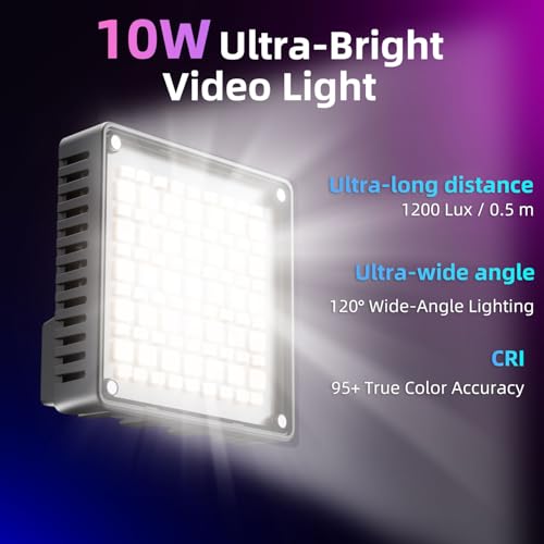 Image of Mobilife RGB LED Video Light 1200 Lux Ultra-Bright Camera Light with LCD Display,1800K-9000K, 20 Lighting Effects, Portable Fill Light with Clip & Soft Diffuser for Photography,Vlogging,Live Streaming