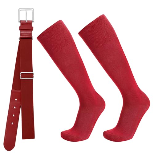 Image of Baseball Socks and Belt Combo for Youth Adult - Softball Socks and Belt for Boys and Girls