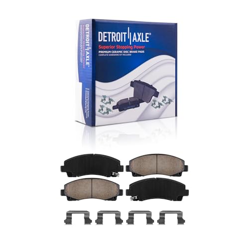 Image of Detroit Axle - Brake Kit for 2006-2011 Honda Ridgeline Drilled & Slotted Brake Rotors 2007 2008 2009 2010 Ceramic Brakes Pads Front and Rear Replacement