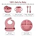 Losecu Silicone Feeding Set|Baby Led Weaning Supplies|Suction Plate Bowl Set with Bib, Spoon, Fork, Sippy Cup|Feeding Eating Supplies BPA Free