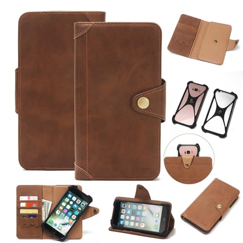 Housse pour Motorola Moto G64 5G K-S-Trade étui à rabat portefeuille marron avec pare-chocs