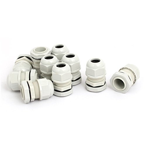 Aexit PG16A Nylon Transmission 4 Holes Adjustable Cables Gland Gray PA16-H4-02 10pcs