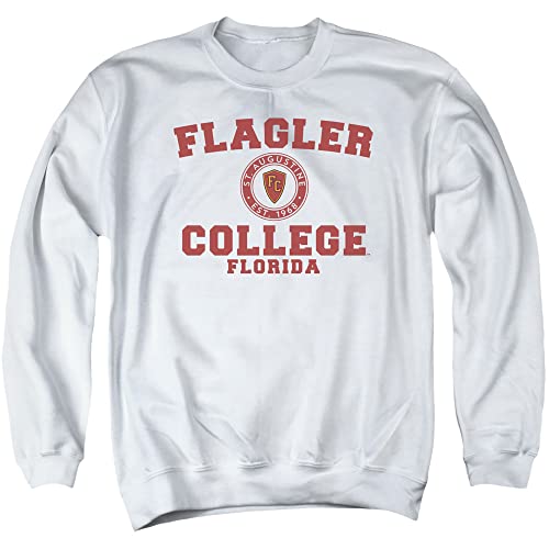 Flagler College Official Circle Logo Unisex Adult Crewneck Sweatshirt,White, X-Large