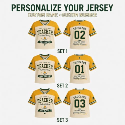 V-DECORPARKS Personalized Teacher Jersey, Teaching Shirt Gift for Educators, Back to School Outfit for Women miniatura 3