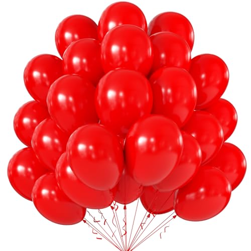 Image of 10 Inch Red Balloons, 100 Pcs Latex Helium Balloons for Kid's Birthday Party Baby Shower Wedding Graduation Graduation Party Decorations