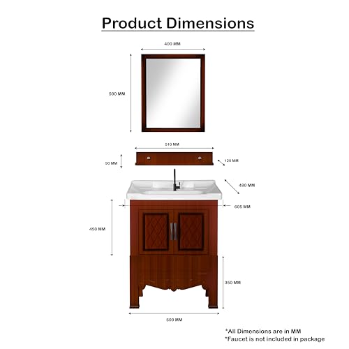 Image of WASSMIST Floor Mounted Bathroom Vanity | Modern Floor Standing Basin Cabinet for Bathroom | Thermoplastic Cabinet (Brown)