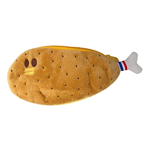 Image of HSYHERE Creative Cute Novelty Funny Face Simulation Food Fruit Chicken Leg Yellow Banana Character Soft Stuffed Surface Clothes Zipper Pencil Box Pencil Case Pencil Holder Pouch Pen Bag -Chicken Leg
