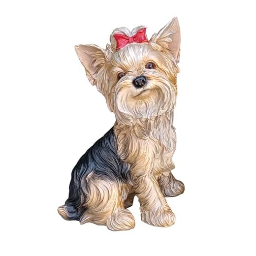 ZHEHUA 12.8 Inch Sitting Yorkshire Terrier Statue,Outdoor Animal Statues,Statues for Home Decor,Dog Statues for Garden,Hand Painted Resin Christmas Decorative Statues, Multicolor ﻿