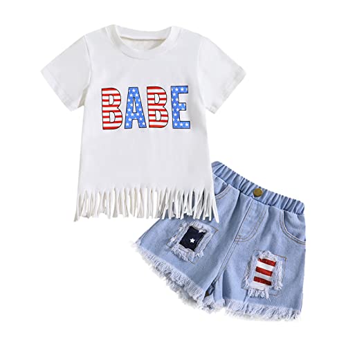 DDDHL 2023 Macacão infantil para meninas, manga curta, Dia da Independência, 4 de julho com estampas