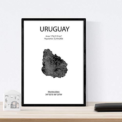 Poster de Uruguay Nacnic tamaño A3 con marco para decoración de pared 3