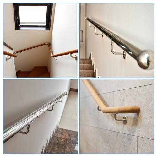 LDXDRU 6 Stück Handlaufhalter Edelstahl Geländer Außen Handlaufträger Roubst Halterung für Handlauf Silber Edelstahl Treppengeländer Innen Wandhalter mit Schraubwerkzeug geliefert, 60x60 mm