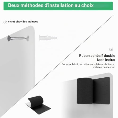 Raweao Tableau Blanc Magnétique, Plaque à Visser Aimanté, Tableau Magnetique Mural pour Cuisine, Tableaux Magnetiques Acier, Idéal pour Mur, Réfrigérateur, Armoire, 30x43.5x0.08cm – vue 4