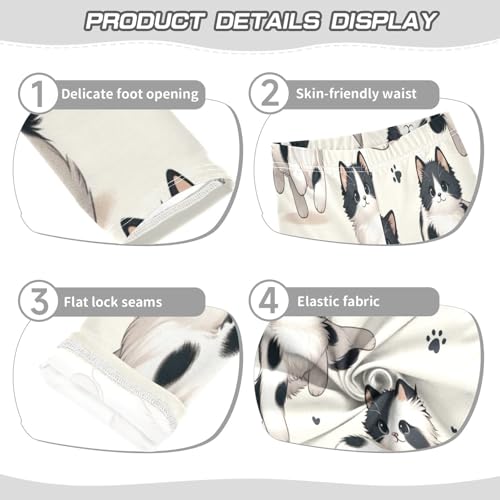Toddler Girls Leggings Printed Yoga Pants Leggings White Black Cat for Kids3