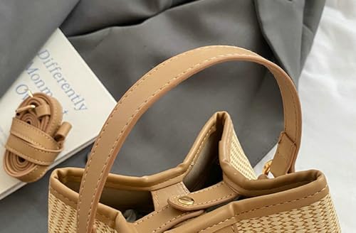 Woven - Texture Bucket Bag Minimalist PU Top Handle Crossbody Shoulder Bag Casual Fashion3