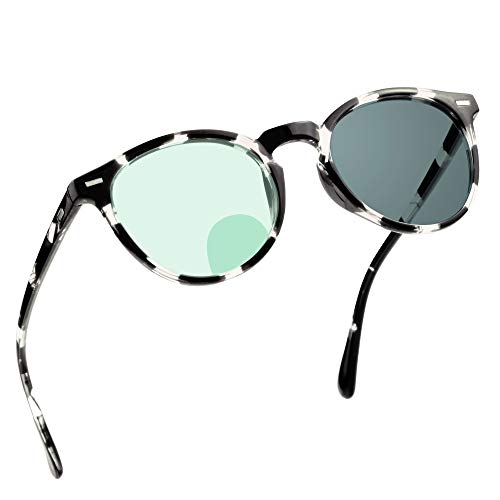 Image of YEIN Bifocal Reading Glasses, Photochromic Gray Sunglasses, for Women /Men（Black&White,+1.00 /+4.00 Magnification）