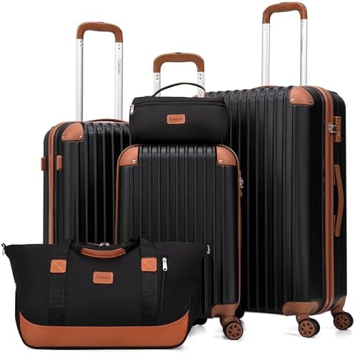 Luggage Sets 5 Piece Suitcases with Wheels (Black)