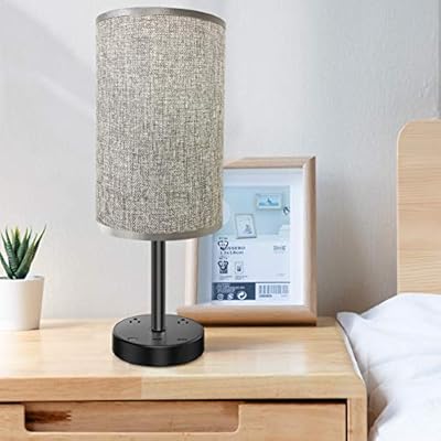 USB Table Lamp,Touch Control Desk Lamp with 3 USB Charging Ports & 2 AC Outlet,3 Level Brightness,7Ft Power Cord,Bedside Lamp with Charging Station for Home Bedroom Dorm Office (Bulb Included)