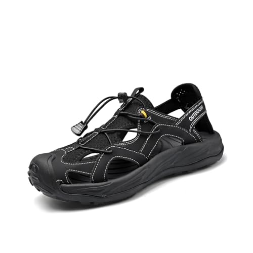 Mens Sandals Hiking Sport Closed Toe Sandals Summer Beach Water Shoes Men Fisherman Leather3