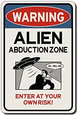 Amazon.com: Retro Metal Tin Sign 5.5 X 8 Inches Warning Alien Abduction ...