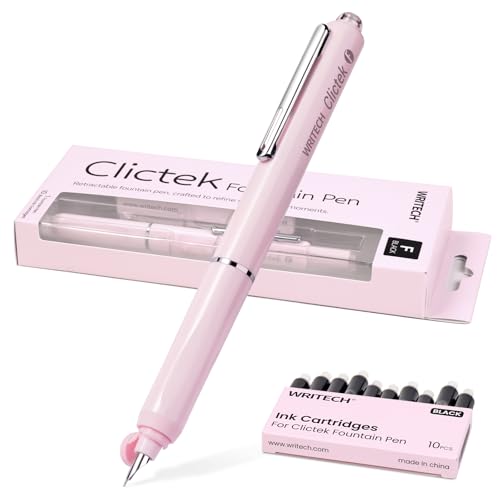 Image of WRITECH Fountain Pen Fine Point: Clictek Retractable Black Ink Cartridges